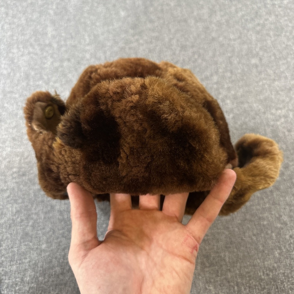Vintage Brown Shearling Trapper Hat Ushanka Ear Flap Winter Hunting Fishing Cap